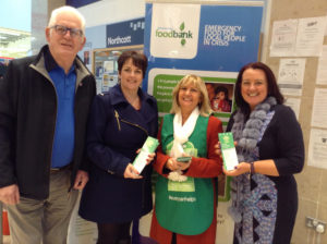 Pam Cameron MLA and Paula Bradley MLA volunteering to hand out leaflets along with Patsy Brannigan.
